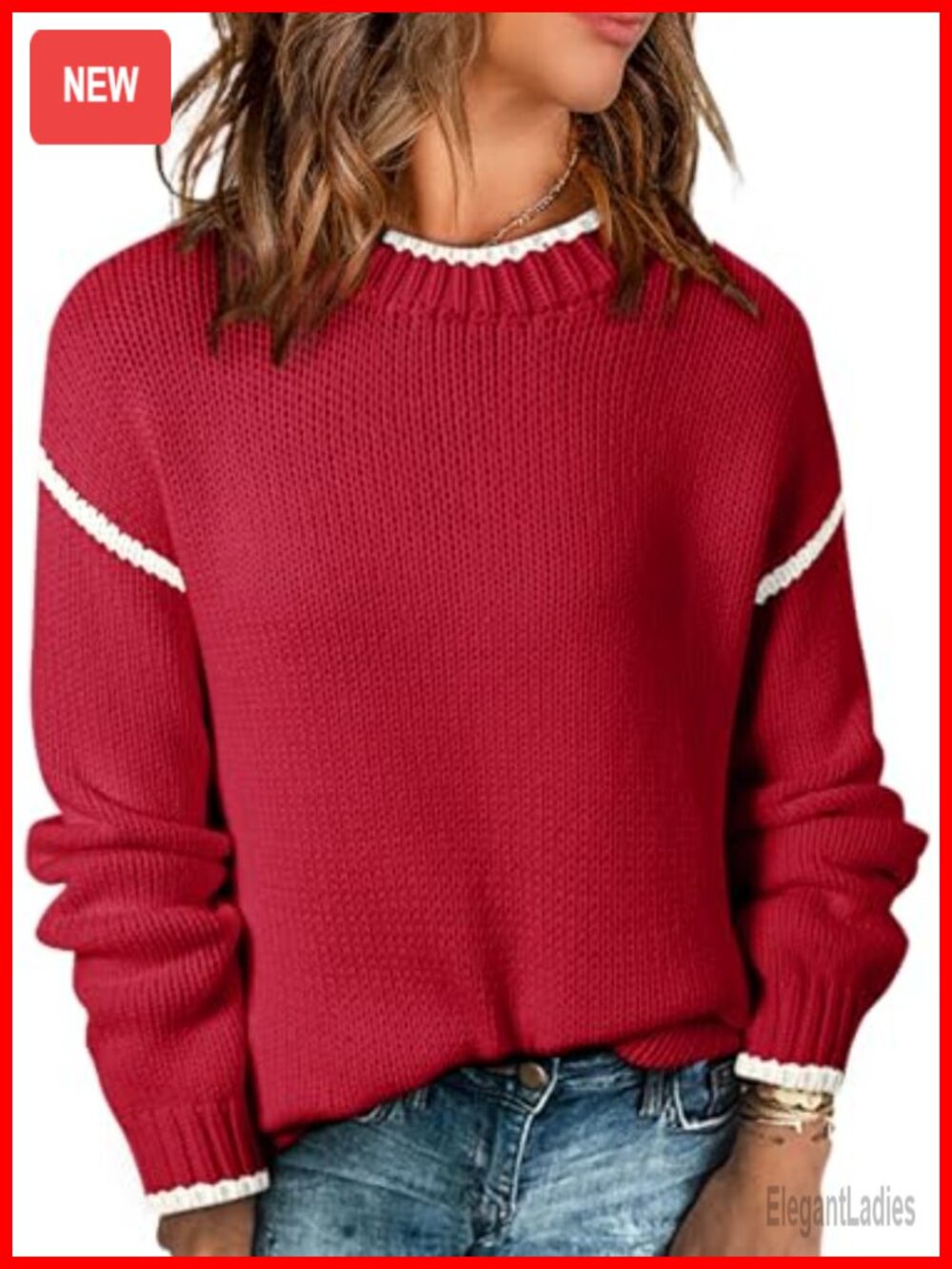 Womens Crewneck Long Sleeve Knit Pullover Sweater Casual Fall Winter